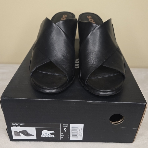 Sorel Nadia Mule Sandal Black/White Size 9 - Picture 2 of 12